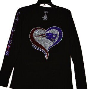 Patriots rhinestone bling VN black long sleeve shirt XS S M L XL…